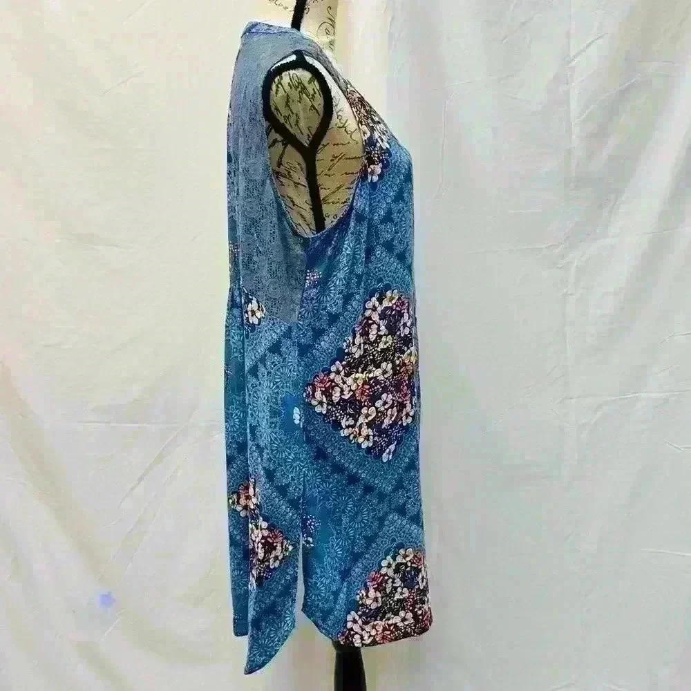 Fig and Flower Blue Floral Crochet Midi Sleeveless Women’s Dress Size XL - Picture 5 of 14